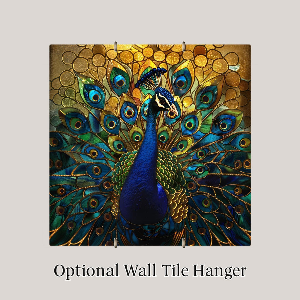 Peacock Wall Art Ceramic Tile Nature Gift Stained Glass Style Decor Colorful Bird Art Peacock Lover Gift Tile