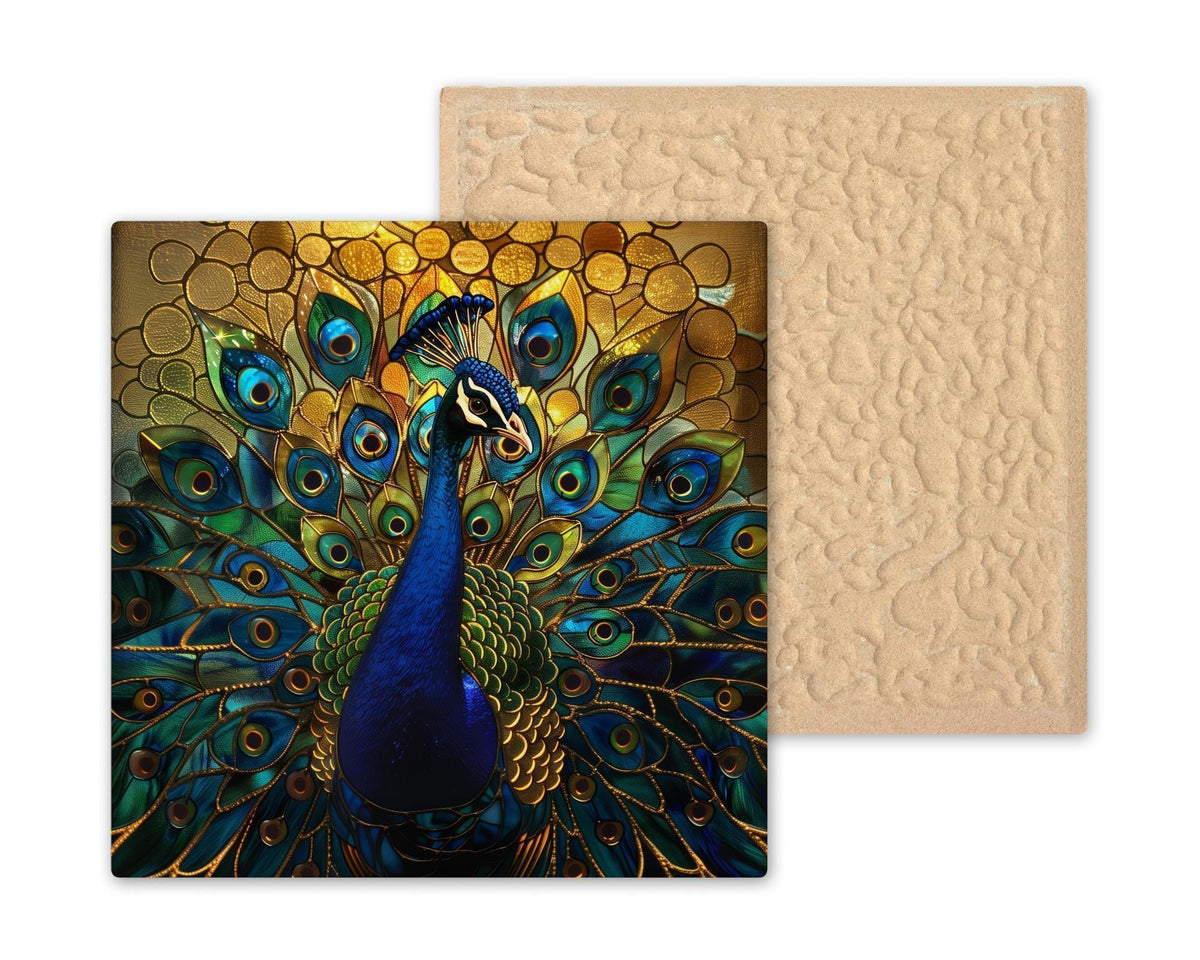 Peacock Wall Art Ceramic Tile Nature Gift Stained Glass Style Decor Colorful Bird Art Peacock Lover Gift Tile