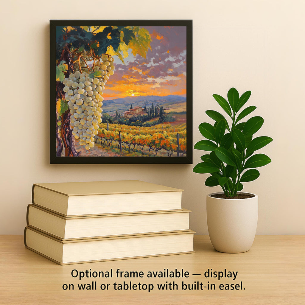 Tuscan Vineyard Stained Glass Style Ceramic Art Tile: Mediterranean Wall Decor Kitchen Accent Tuscan Home Decor Wall Art