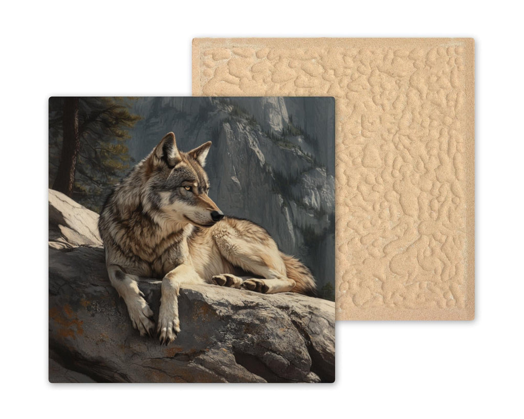 Grey Wolf Wall Art Ceramic Tile Wildlife Gift Cabin Lodge Decor Wolf Lover Gift for Him Memorial Nature Art Rustic Woodland Forest