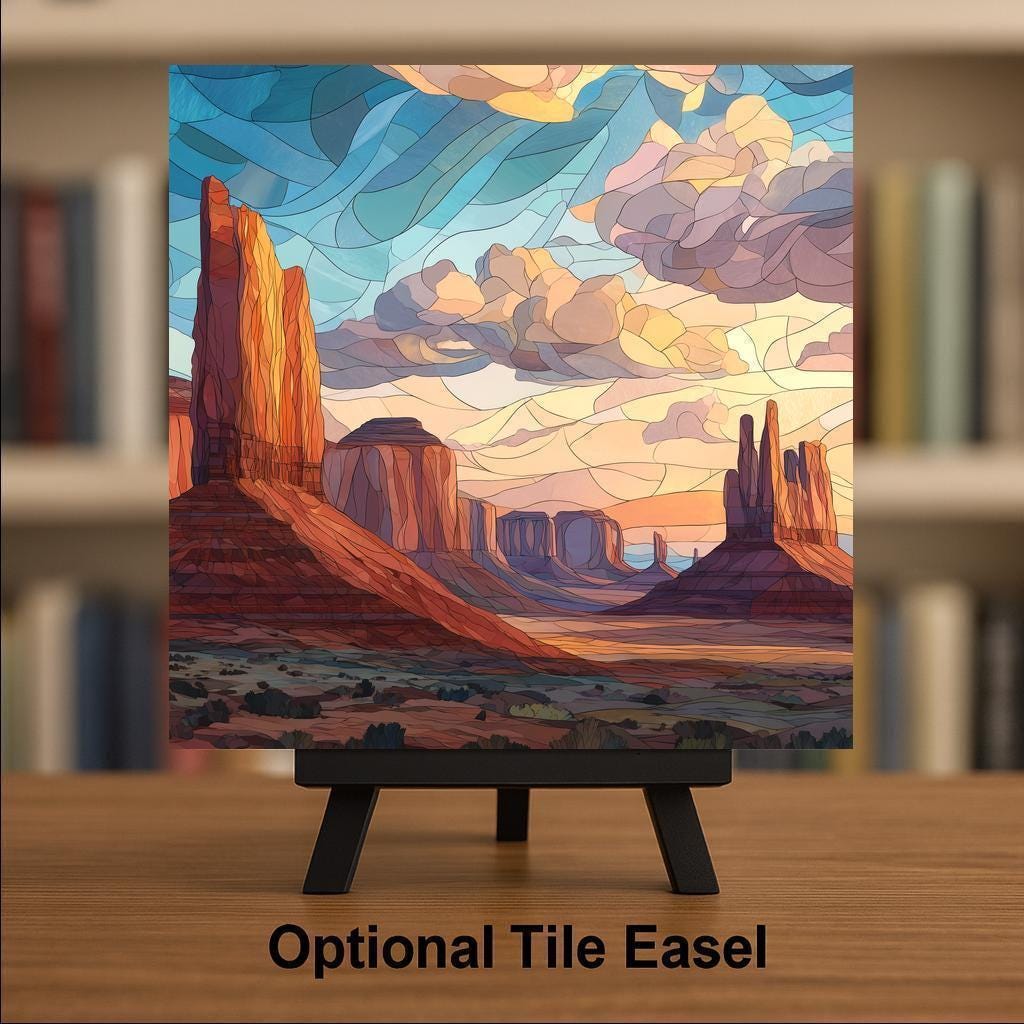Monument Valley Ceramic Tile Wall Art – Southwest Desert Landscape, Utah Arizona Scenic Canyon Decor, Mosaic Style Nature Art