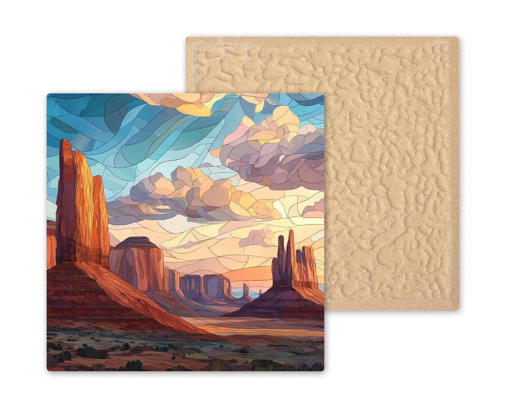 Monument Valley Ceramic Tile Wall Art – Southwest Desert Landscape, Utah Arizona Scenic Canyon Decor, Mosaic Style Nature Art