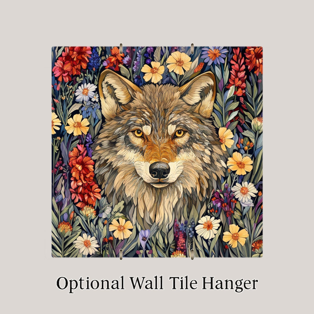 Wolf William Morris Ceramic Art Tile: Cabin Wall Decor Nature Lover Gift Woodland Home Decor Wall Art