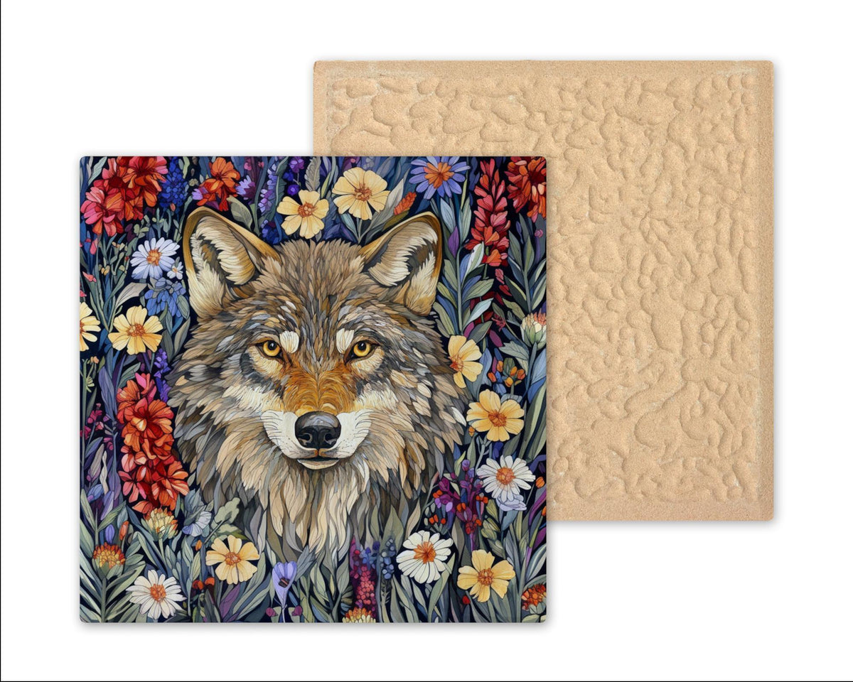 Wolf William Morris Ceramic Art Tile: Cabin Wall Decor Nature Lover Gift Woodland Home Decor Wall Art