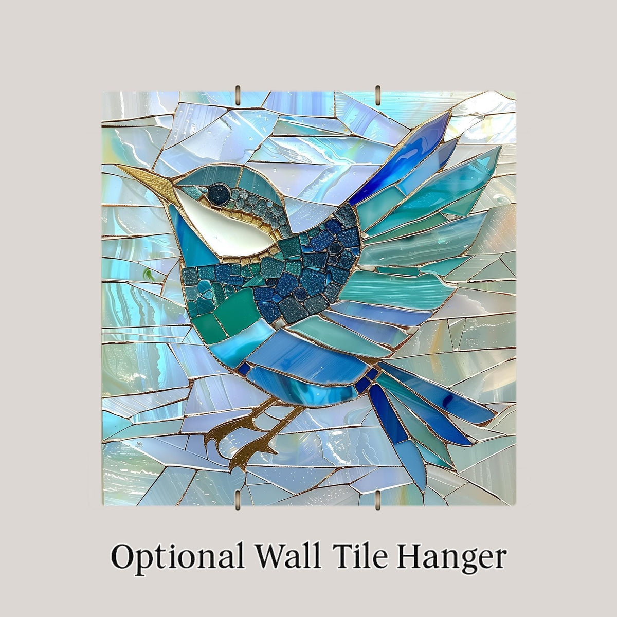 Sea Glass Bird Ceramic Art Tile – Coastal Sea Glass Wall Decor, Turquoise Beach Ocean Bird Accent