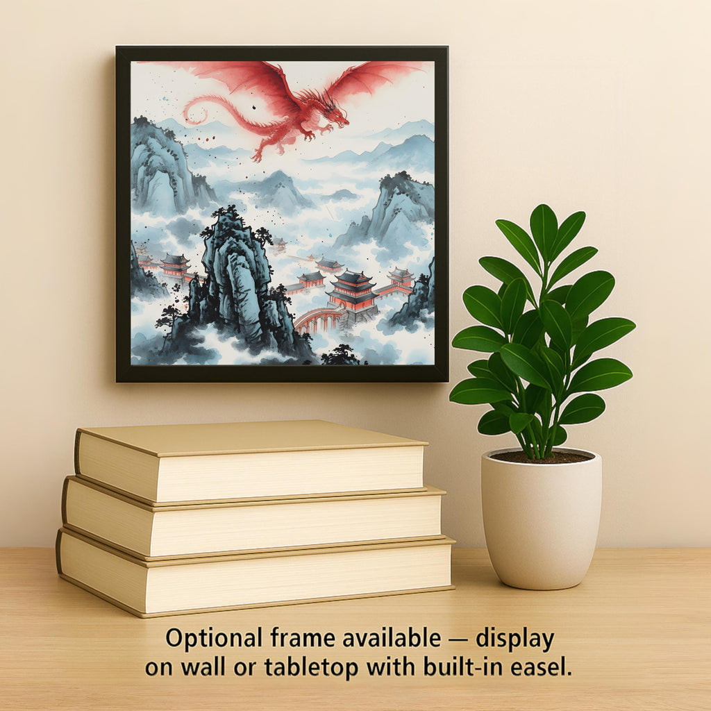 Chinese Dragon Wall Art Ceramic Tile – Asian Dragon Decor – Japanese Ink Style Dragon Art – Decorative Wall Tile – Asian Home Decor