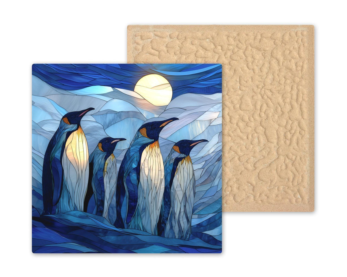 Polar Penguin Wall Art Ceramic Tile Wildlife Gift Stained Glass Style Decor Ocean Nature Art Penguin Lover Gift