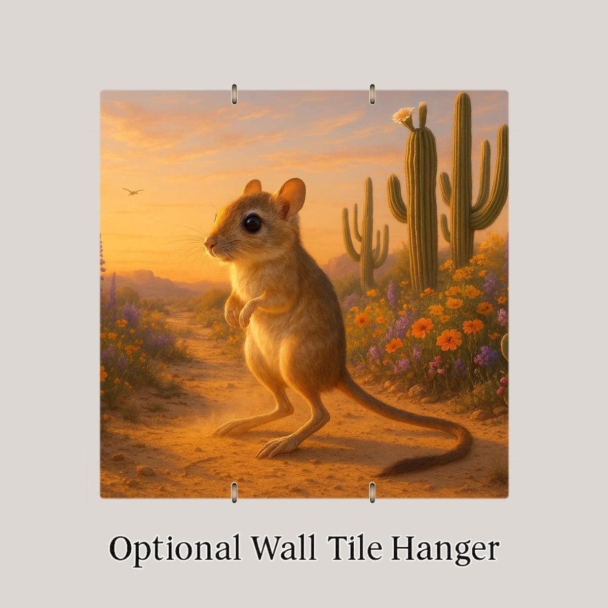 Kangaroo Rat Wall Art Ceramic Tile Stained Glass Style Southwest Wildlife Gift Desert Nature Decor Art