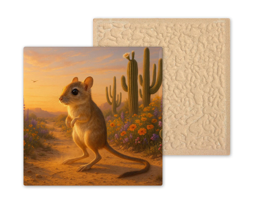 Kangaroo Rat Wall Art Ceramic Tile Stained Glass Style Southwest Wildlife Gift Desert Nature Decor Art