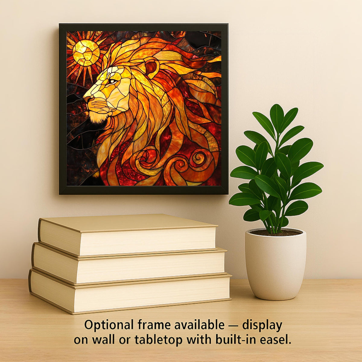 Leo Zodiac Stained Glass Style Ceramic Art Tile: Night Sky Wall Decor Mystical Home Decor Celestial Wall Art Leo Lion Astrology Zodiac Art