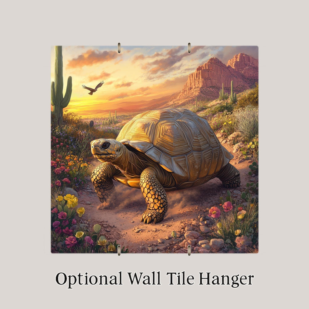 Desert Tortoise Wall Art Ceramic Tile: Southwest Wildlife Art & Trivet