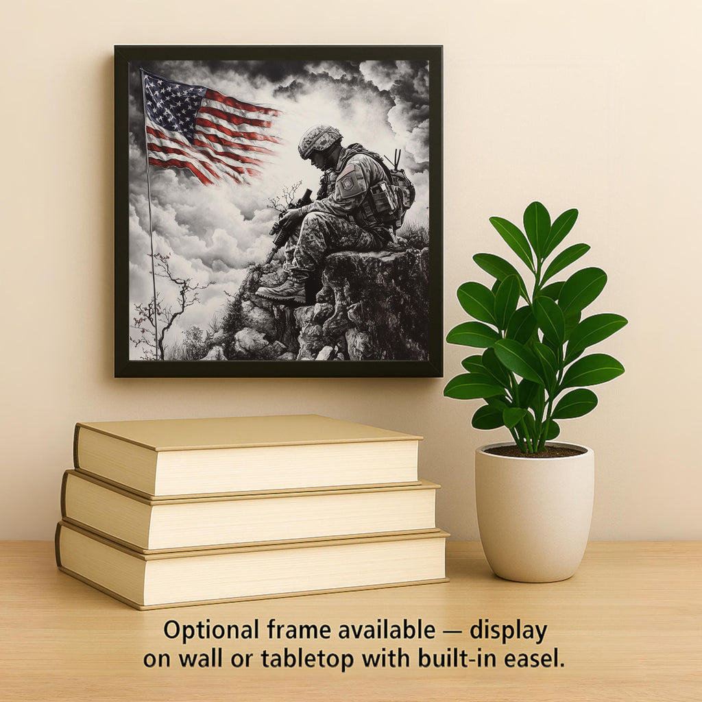 Military Memorial Wall Art Ceramic Tile Veteran Gift Sympathy Keepsake Remembrance Wall Decor Soldier Tribute Accent Tile