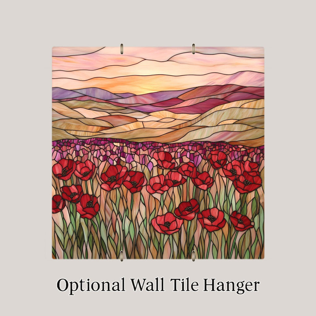 Red Poppy Field Ceramic Art Tile: Nature Wall Decor Floral Home Decor Art Lover Gift Wall Art