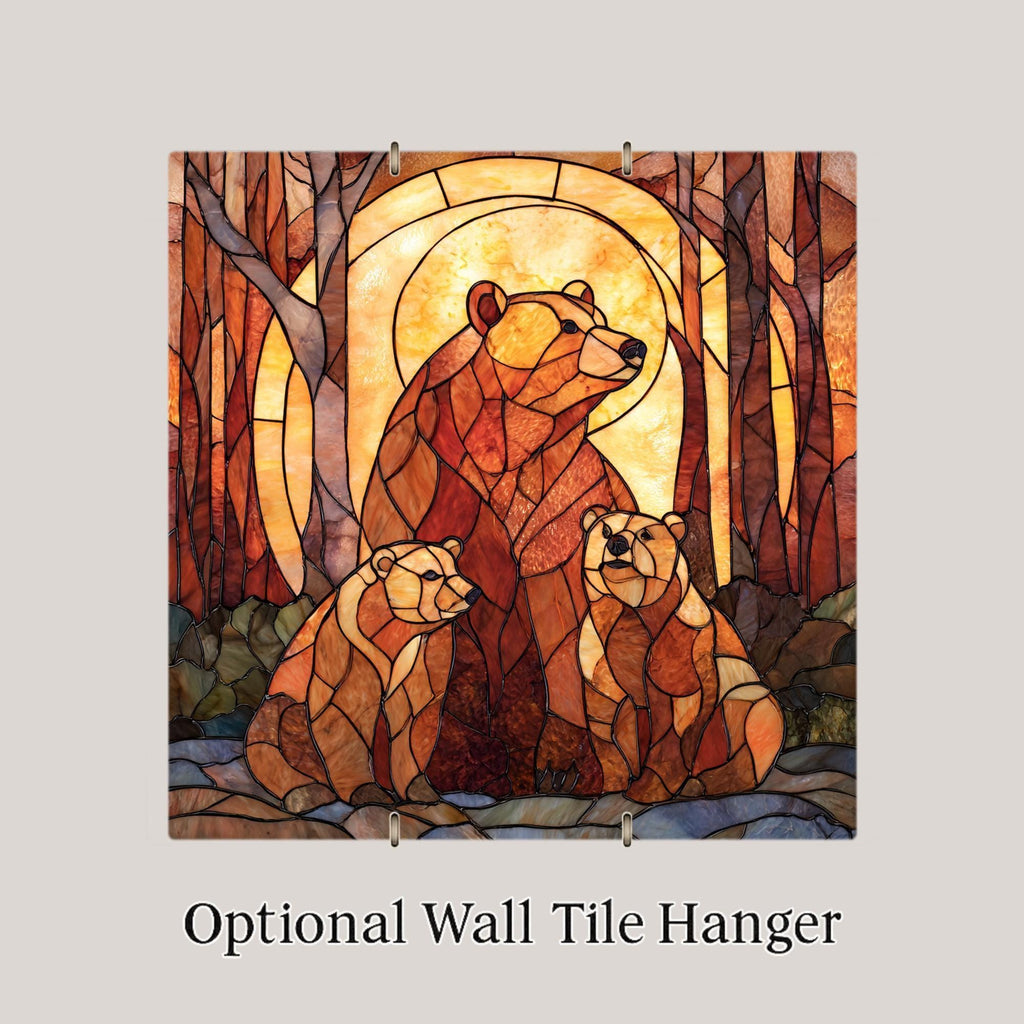 Bear Family Wall Art Ceramic Tile Wildlife Gift Cabin Nature Decor Mama Bear Art Family Gift Tile