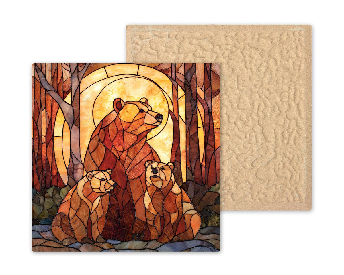 Bear Family Wall Art Ceramic Tile Wildlife Gift Cabin Nature Decor Mama Bear Art Family Gift Tile