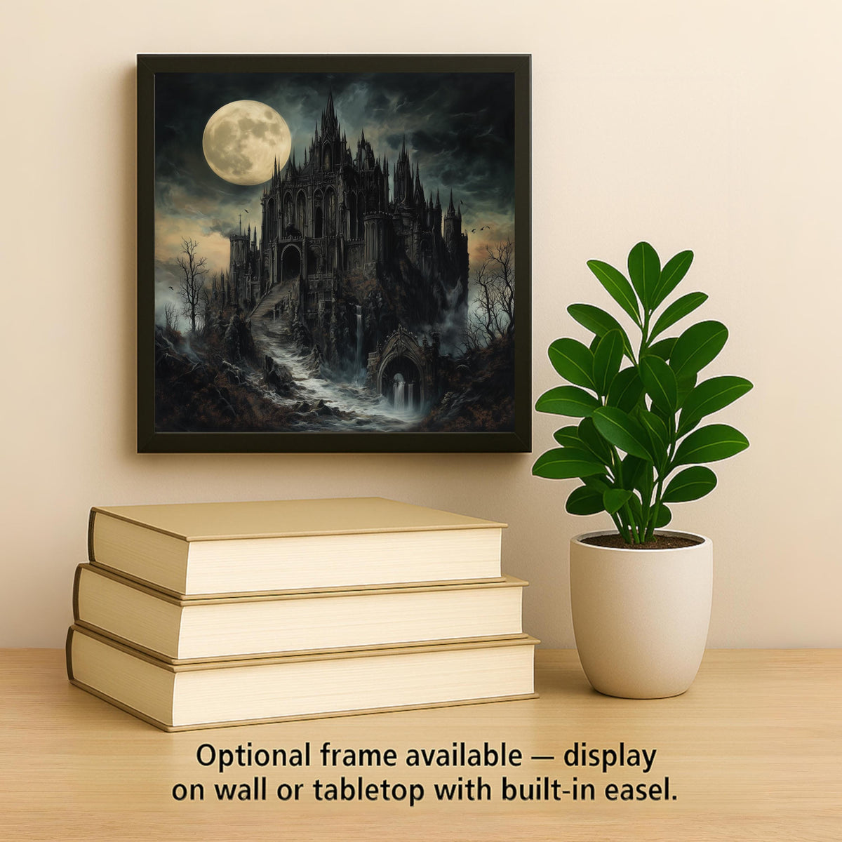 Gothic Castle Stained Glass Style Ceramic Art Tile: Gothic Wall Decor Dark Academia Decor Fantasy Home Decor Wall Art Halloween Haunted