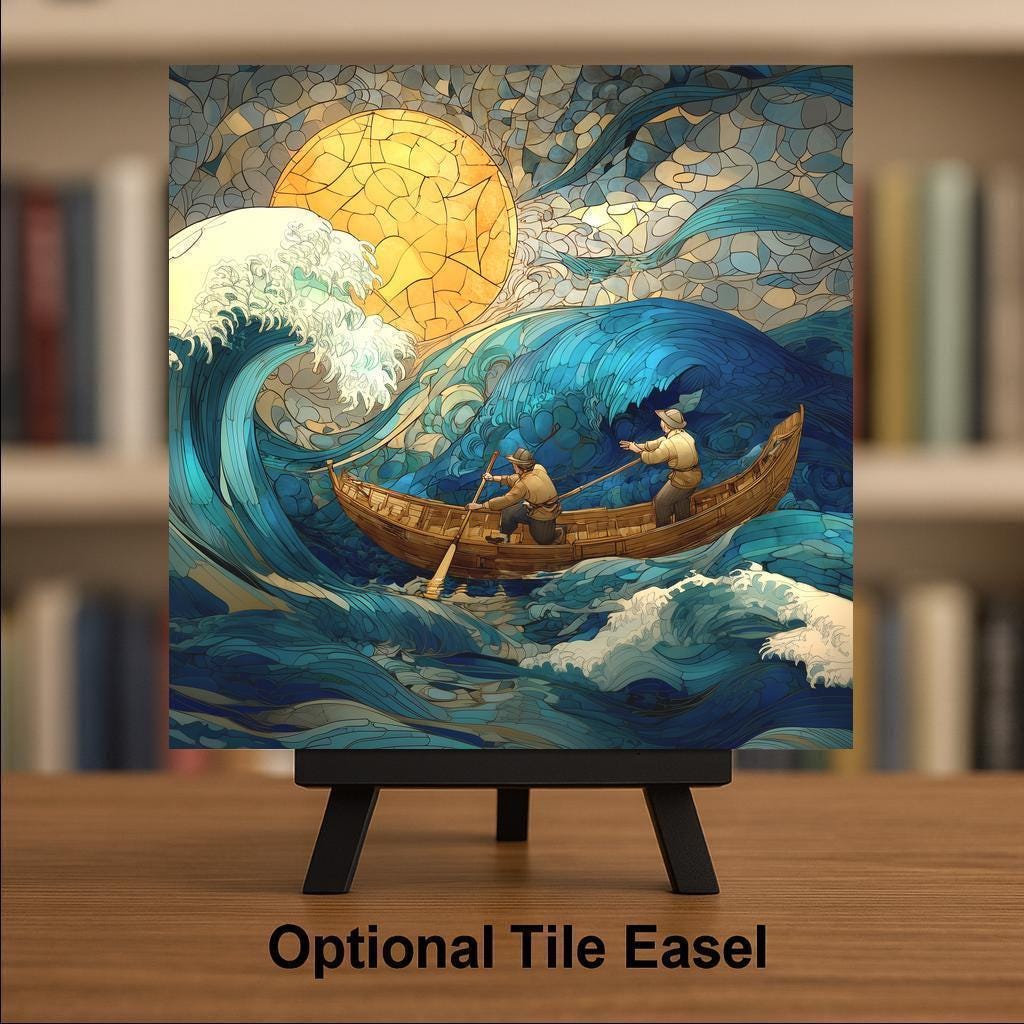 Fishermen Wall Art Ceramic Tile Nautical Decor Fishing Lover Gift Ocean Boat Decor