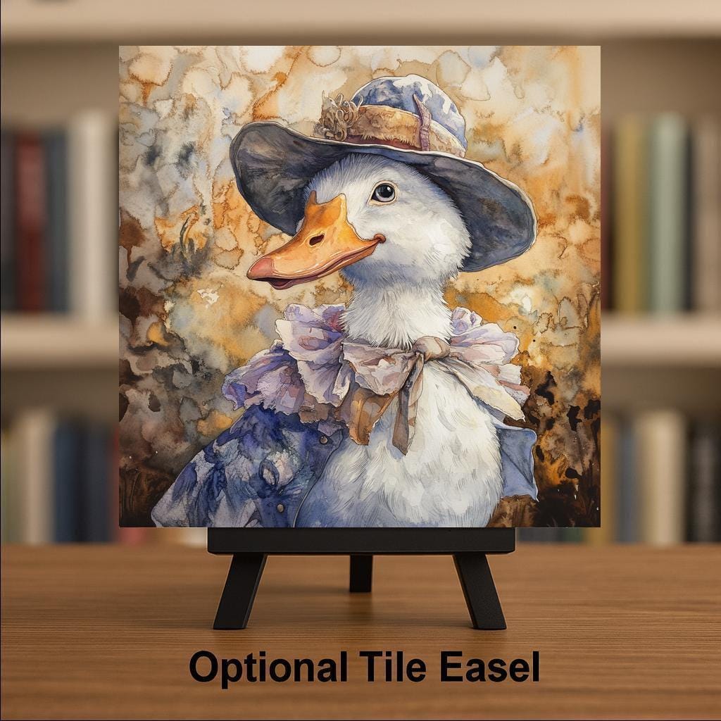 Mother Goose Ceramic Tile Wall Art Garden Goose Botanical Nature Scene Wildlife Lover Home Decor