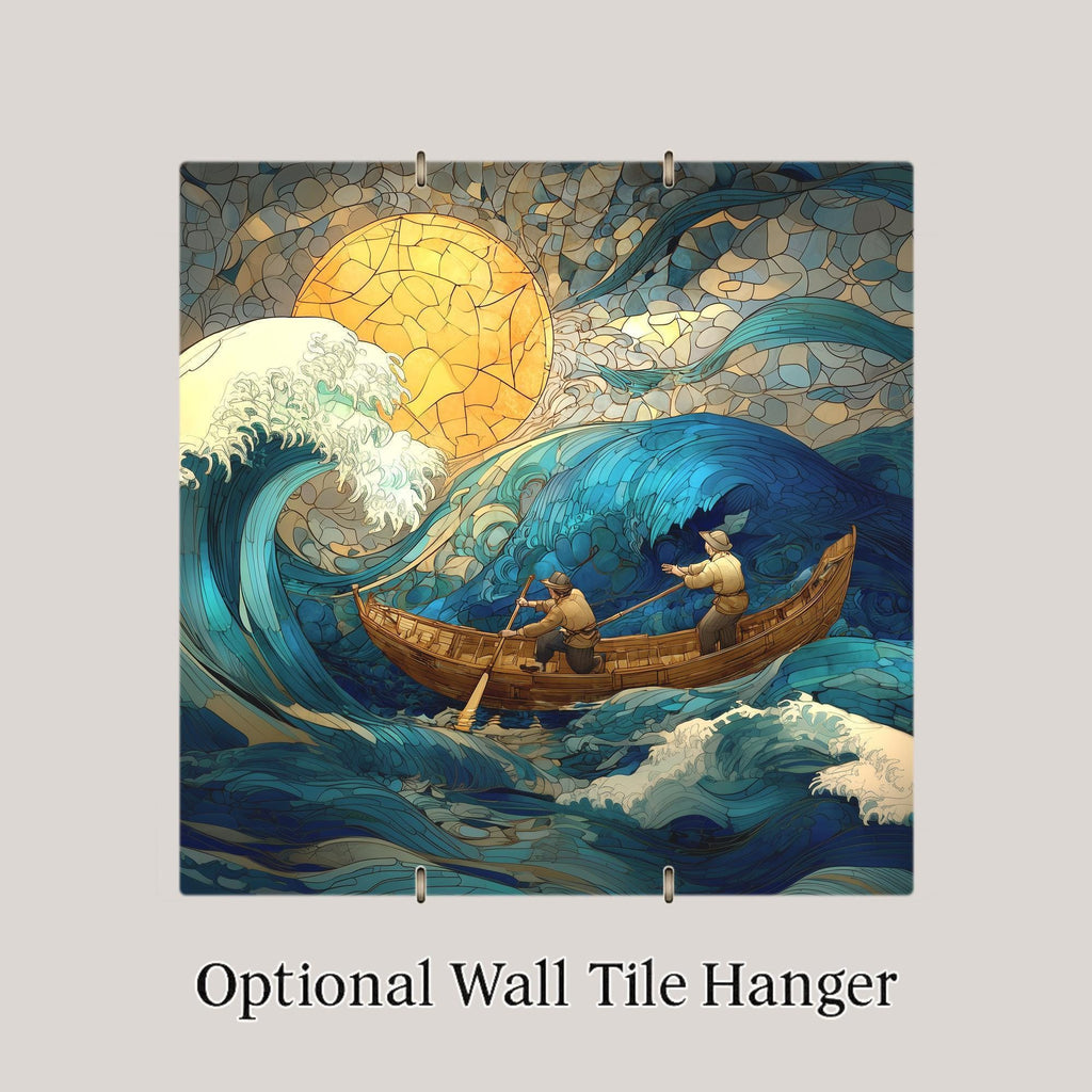 Fishermen Wall Art Ceramic Tile Nautical Decor Fishing Lover Gift Ocean Boat Decor