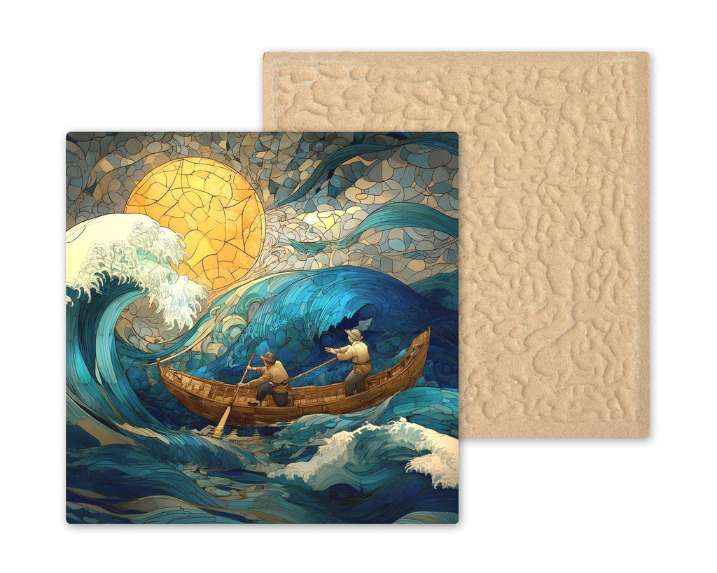 Fishermen Wall Art Ceramic Tile Nautical Decor Fishing Lover Gift Ocean Boat Decor