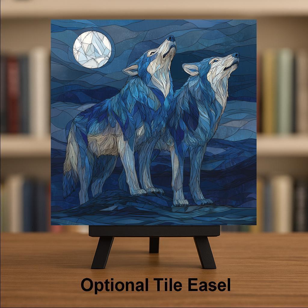 Wolf Pair Wall Art Ceramic Tile Wedding Gift Newlywed Decor Anniversary Couple Gift Romantic Wolf Tile