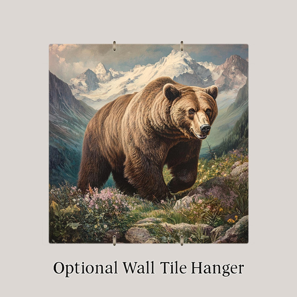 Grizzly Bear Wall Art Ceramic Tile Wildlife Gift Vintage Naturalist Decor Wilderness Art Bear Lover Gift Tile
