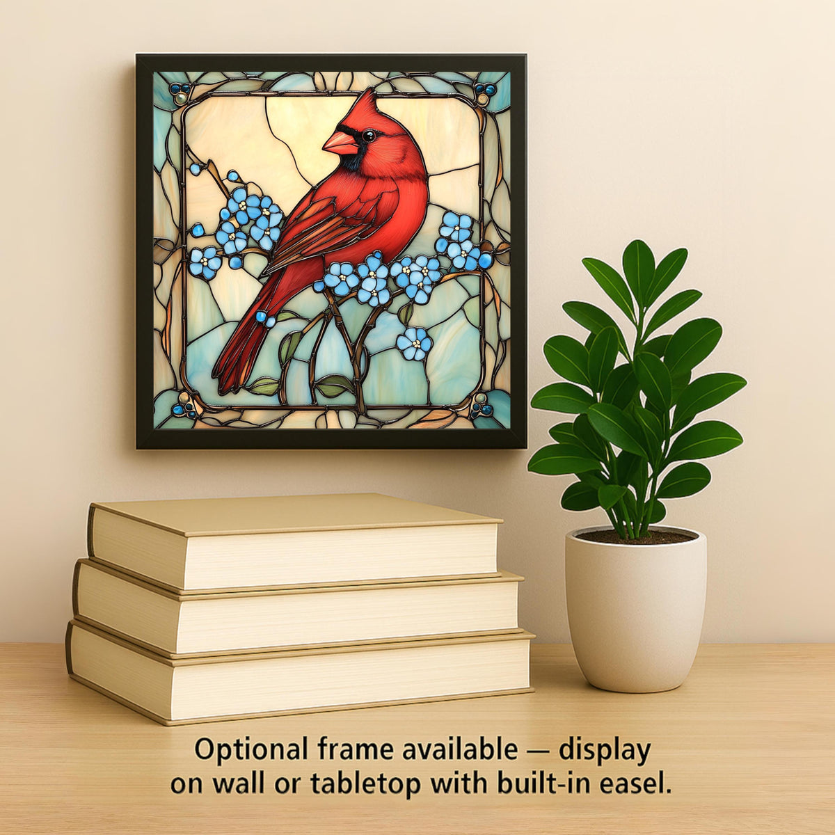 Cardinal Memorial Wall Art Ceramic Tile Sympathy Gift Stained Glass Style Decor Red Bird Art Grief Gift Tile