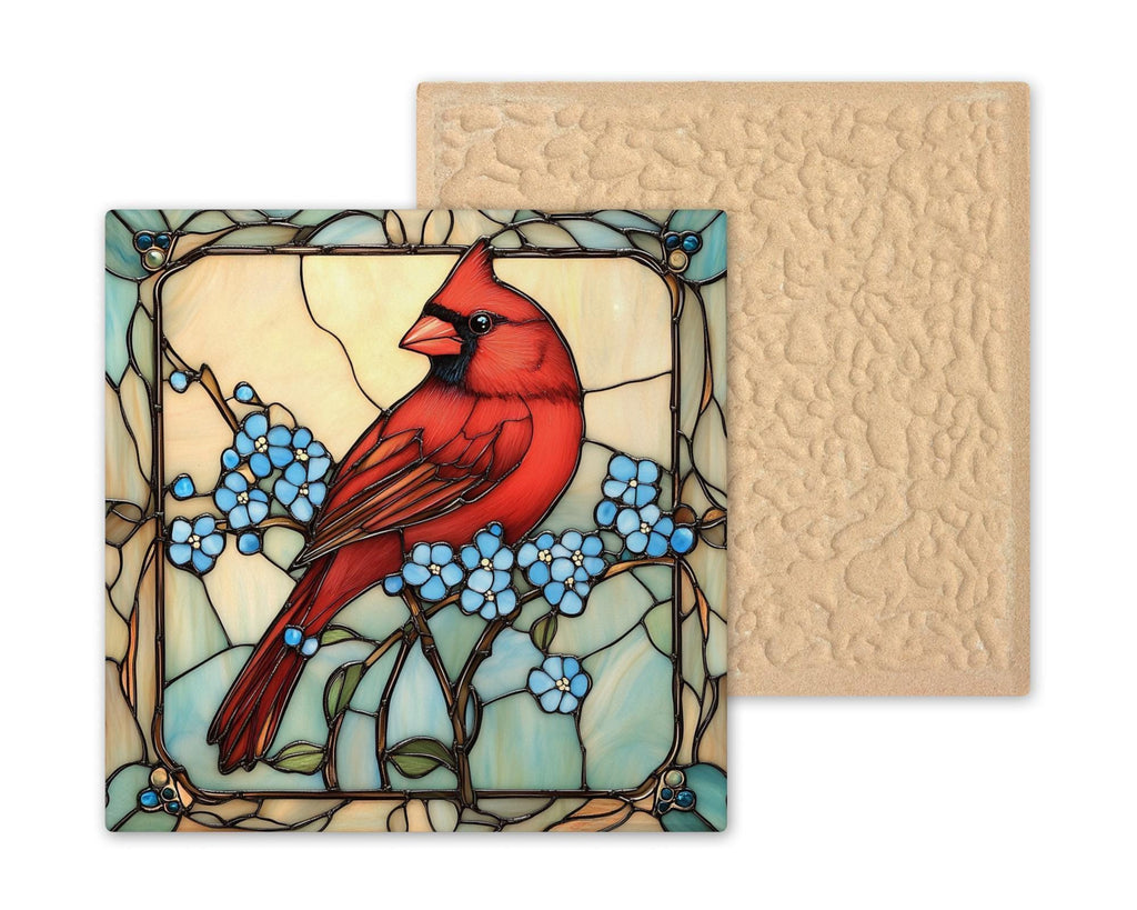 Cardinal Memorial Wall Art Ceramic Tile Sympathy Gift Stained Glass Style Decor Red Bird Art Grief Gift Tile