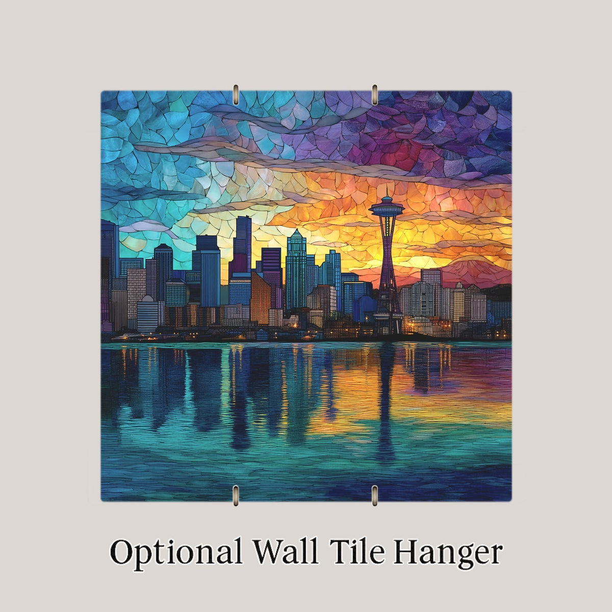 Seattle Skyline Ceramic Art Tile: Nature Wall Decor Art Lover Gift Home Decor Wall Art Pacific Northwest Space Needle Seattle Travel Art