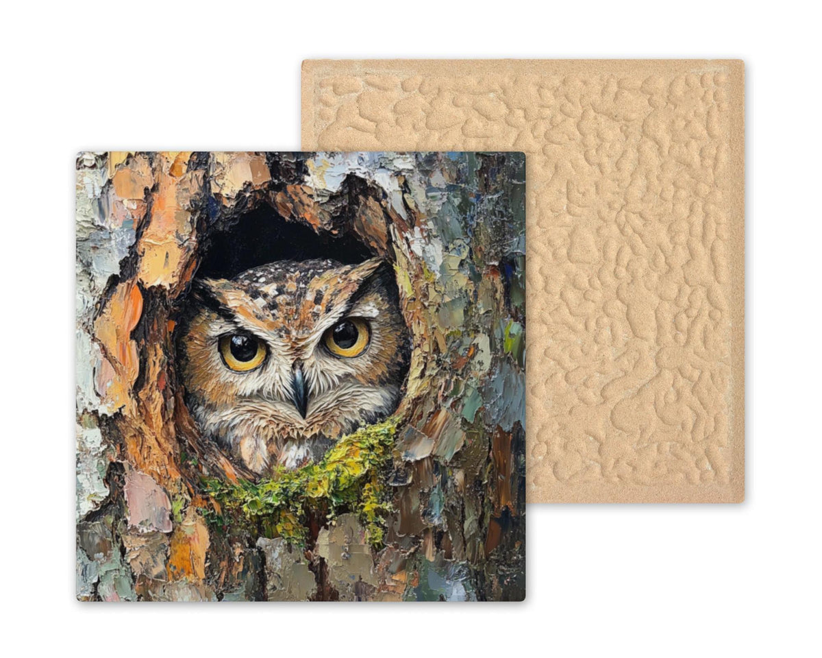 Barred Owl Wall Art Ceramic Tile Birdwatcher Gift Rustic Forest Decor Nature Art Owl Lover Cabin Gift Tile