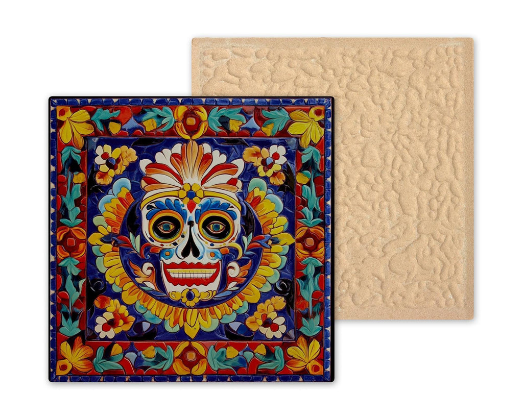 Sugar Skull Wall Art Ceramic Tile Dia de los Muertos Decor Talavera Mexican Folk Art Day of the Dead Skull Decor
