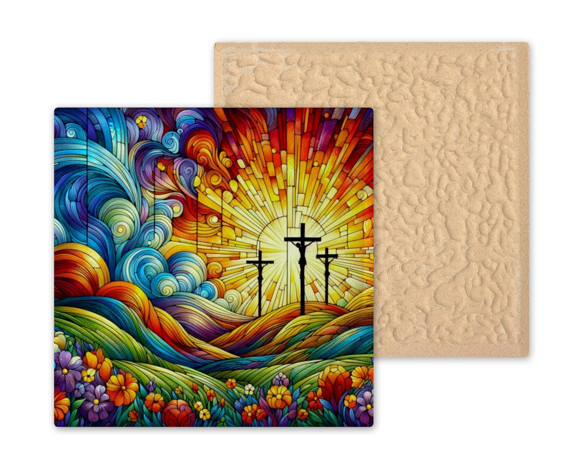 Christian Cross Wall Art Ceramic Tile Faith Gift Religious Wall Decor Confirmation Baptism Prayer Room Keepsake Accent Tile