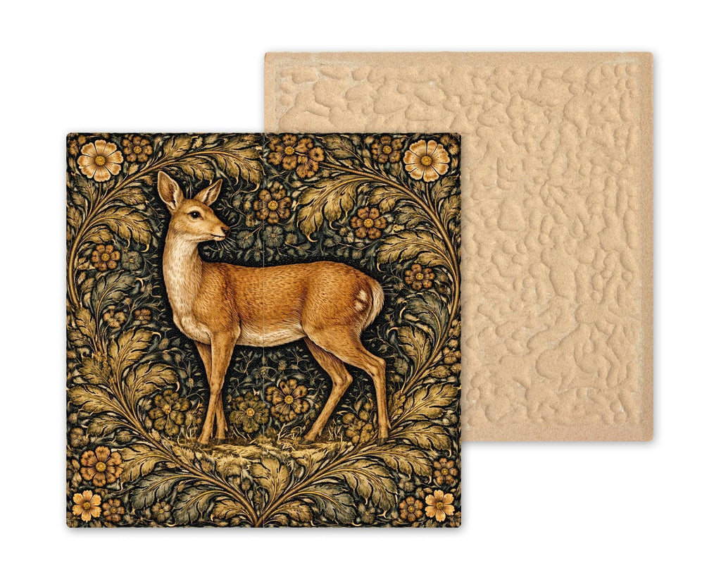 Roe Deer Woodland Wall Art Ceramic Tile – Rustic Farmhouse Wall Decor – Forest Animal Cabin Home Decor Gift
