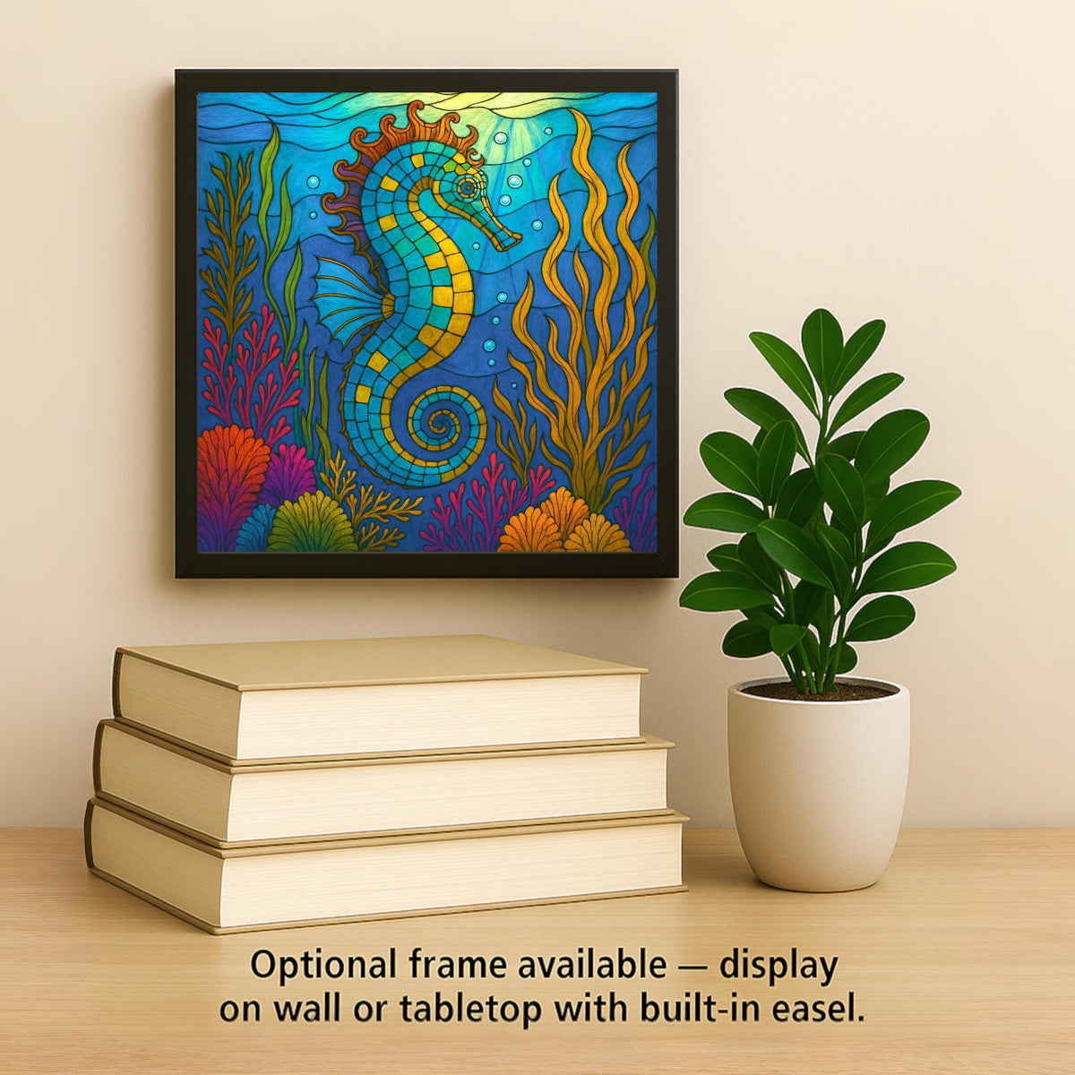 Seahorse Mosaic Style Ceramic Art Tile: Coastal Wall Decor Beach House Accent Ocean Home Decor Wall Art Ocean Marine Seahorse Coastal Art
