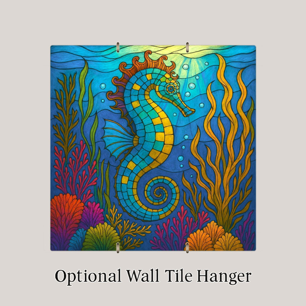 Seahorse Mosaic Style Ceramic Art Tile: Coastal Wall Decor Beach House Accent Ocean Home Decor Wall Art Ocean Marine Seahorse Coastal Art