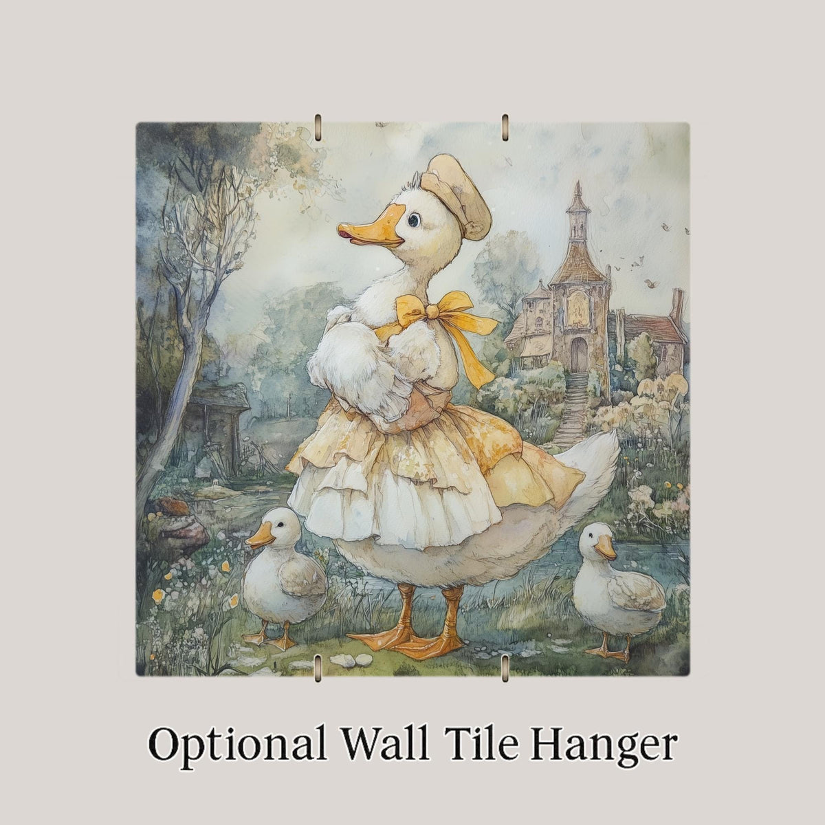 Mother Goose Wall Art Ceramic Tile Stained Glass Style Whimsical Gift for Her Nursery Nature Decor Art