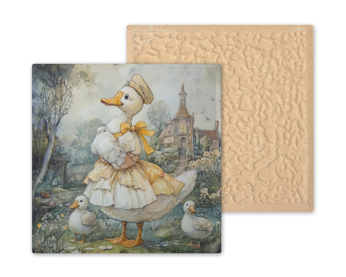 Mother Goose Wall Art Ceramic Tile Stained Glass Style Whimsical Gift for Her Nursery Nature Decor Art