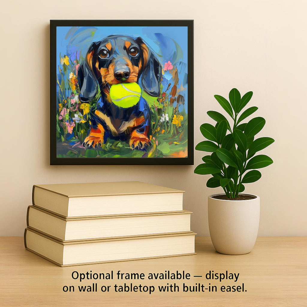 Dachshund Wall Art Ceramic Tile – Let’s Play Fetch – Wiener Dog Wall Decor – Dachshund Gift – Dog Lover Decor – Colorful Dog Home Decor