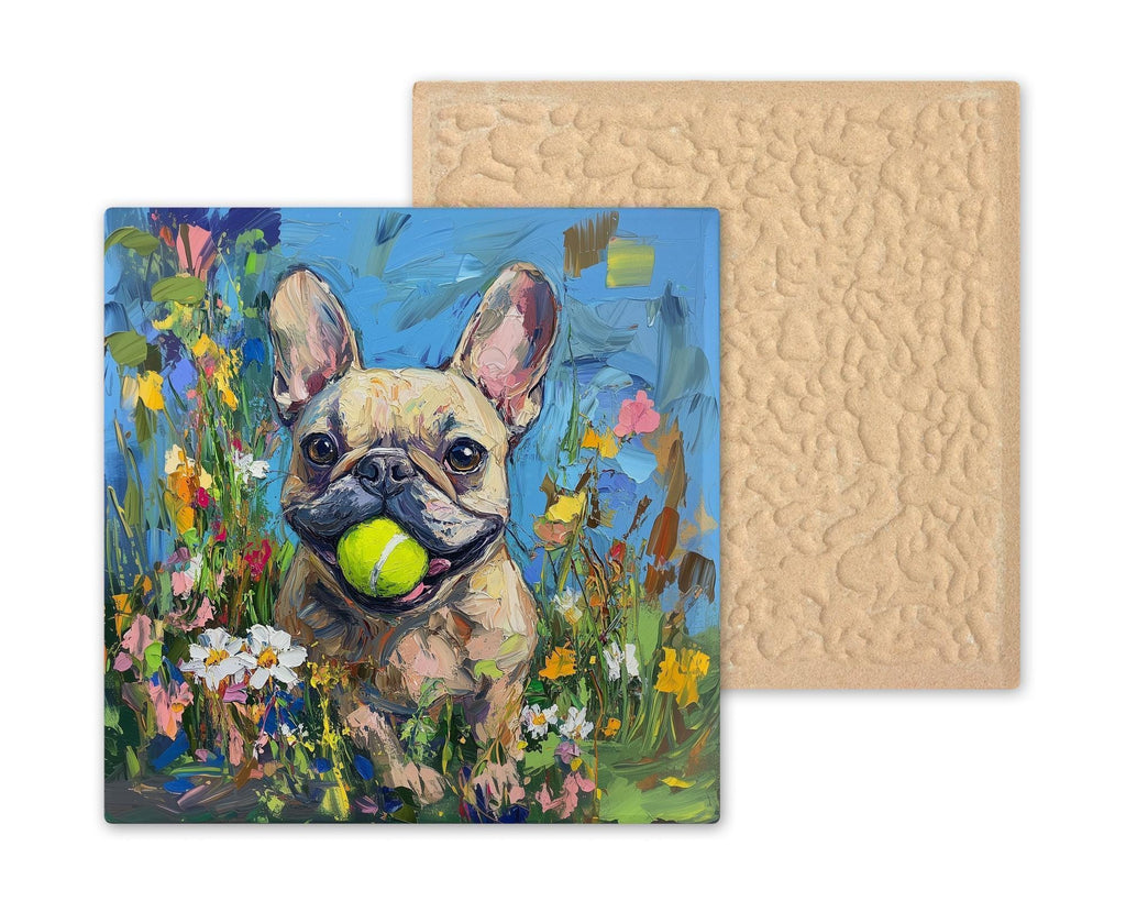 French Bulldog Wall Art Ceramic Tile – Let’s Play Fetch – French Bulldog Gift – Dog Lover Wall Decor – Frenchie Decor