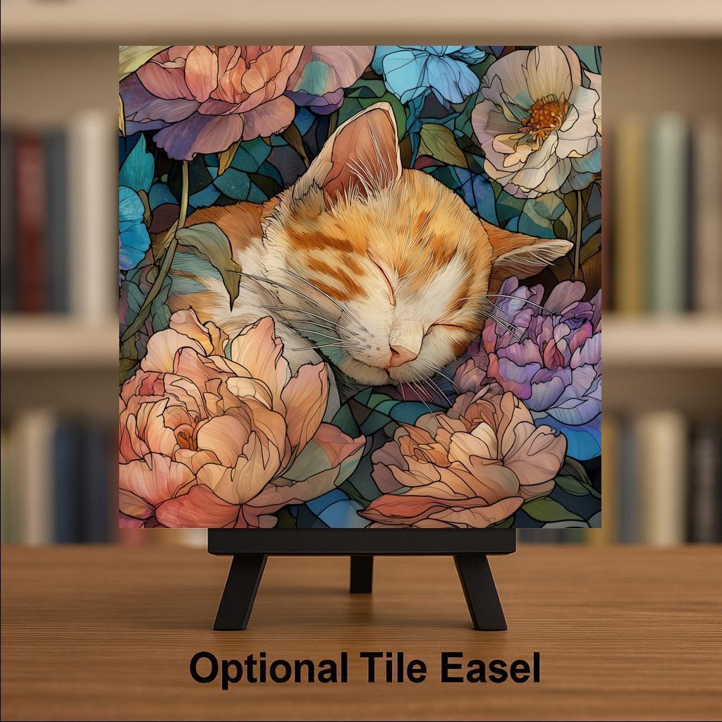 Tabby Cat Wall Art Ceramic Tile Cat Lover Gift Cozy Home Decor Cat Portrait Tile Art