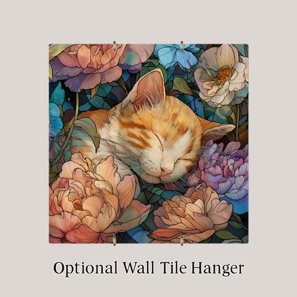 Tabby Cat Wall Art Ceramic Tile Cat Lover Gift Cozy Home Decor Cat Portrait Tile Art
