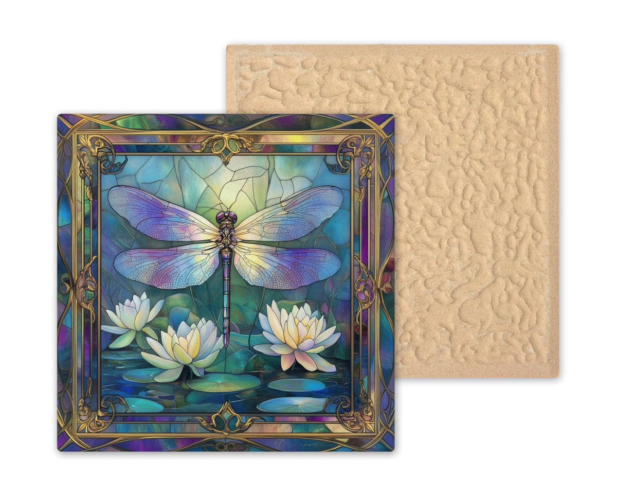 Dragonfly Wall Art Ceramic Tile Art Nouveau Gift William Morris Style Stained Glass Decor Memorial Nature Sympathy