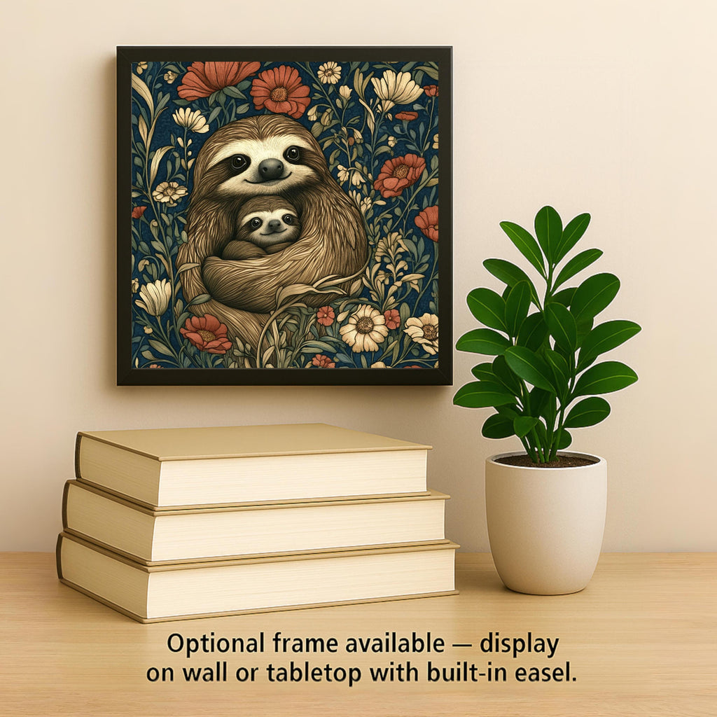 Art Nouveau Sloth Wall Art Ceramic Tile William Morris Gift Nursery Decor Sloth Lover Whimsical Nature Gift Tile