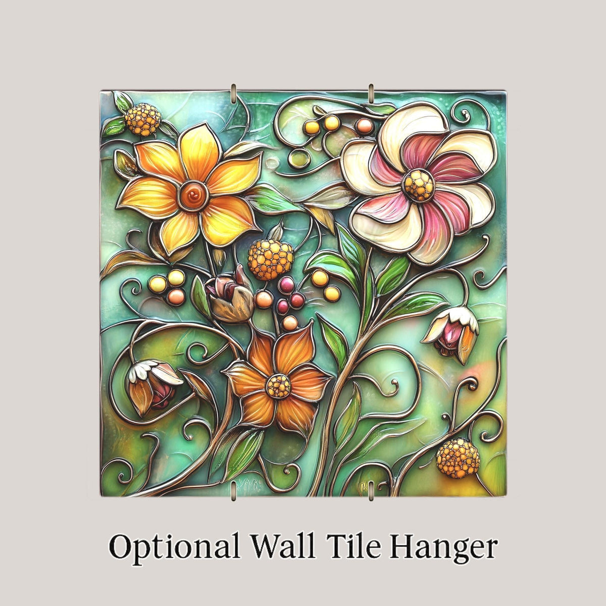 Summer Garden Wall Art Ceramic Tile Floral Gift Cottage Garden Decor Botanical Nature Spring Art