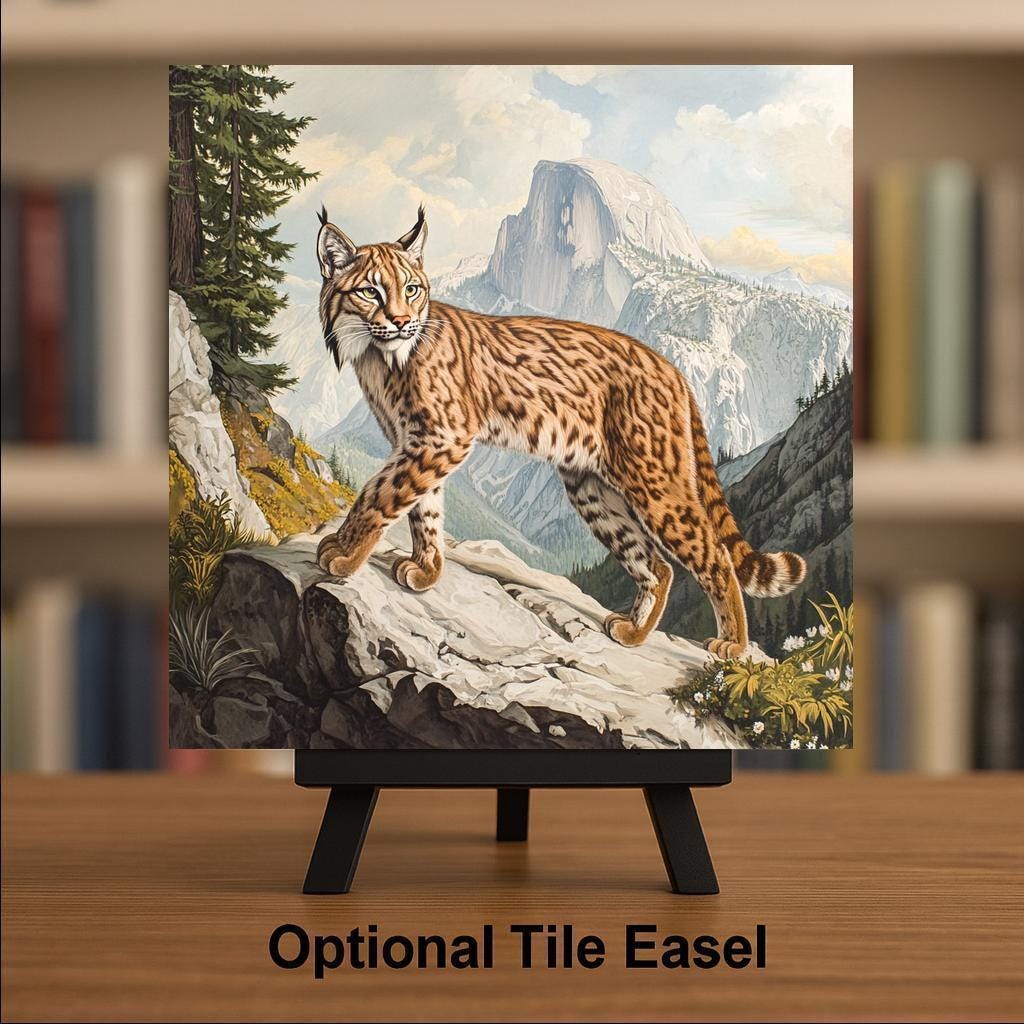 Lynx Wall Art Ceramic Tile Wildlife Lover Gift Cabin Lodge Decor Wild Cat Art Nature Lover Gift Tile