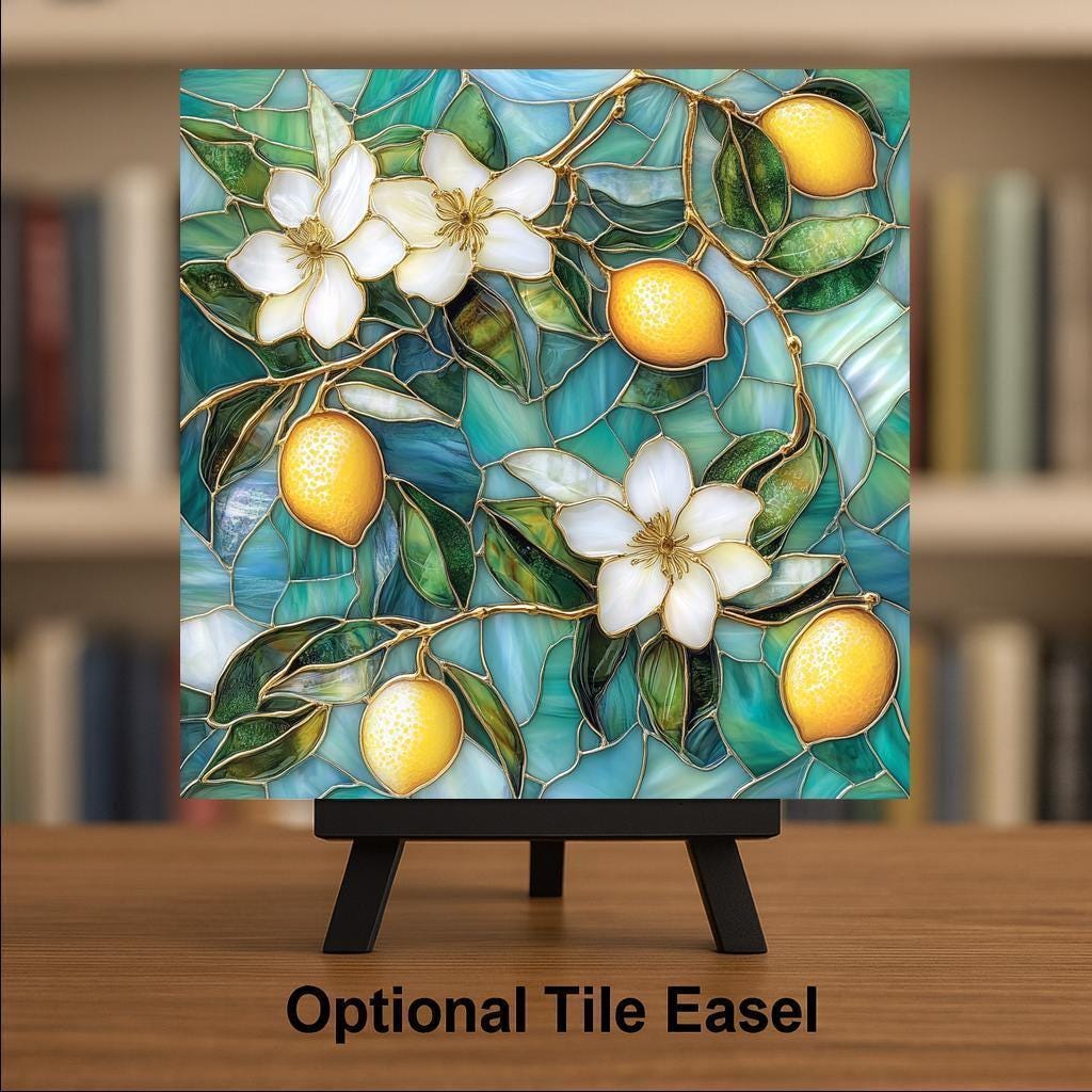 Lemon Ceramic Art Tile: Mediterranean Wall Decor Kitchen Accent Tuscan Home Decor Wall Art Citrus Italian Lemon Grove Mediterranean Art