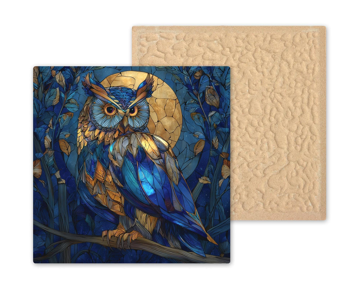 Owl Wall Art Ceramic Tile Woodland Gift Nature Forest Decor Owl Lover Art Night Gift Tile