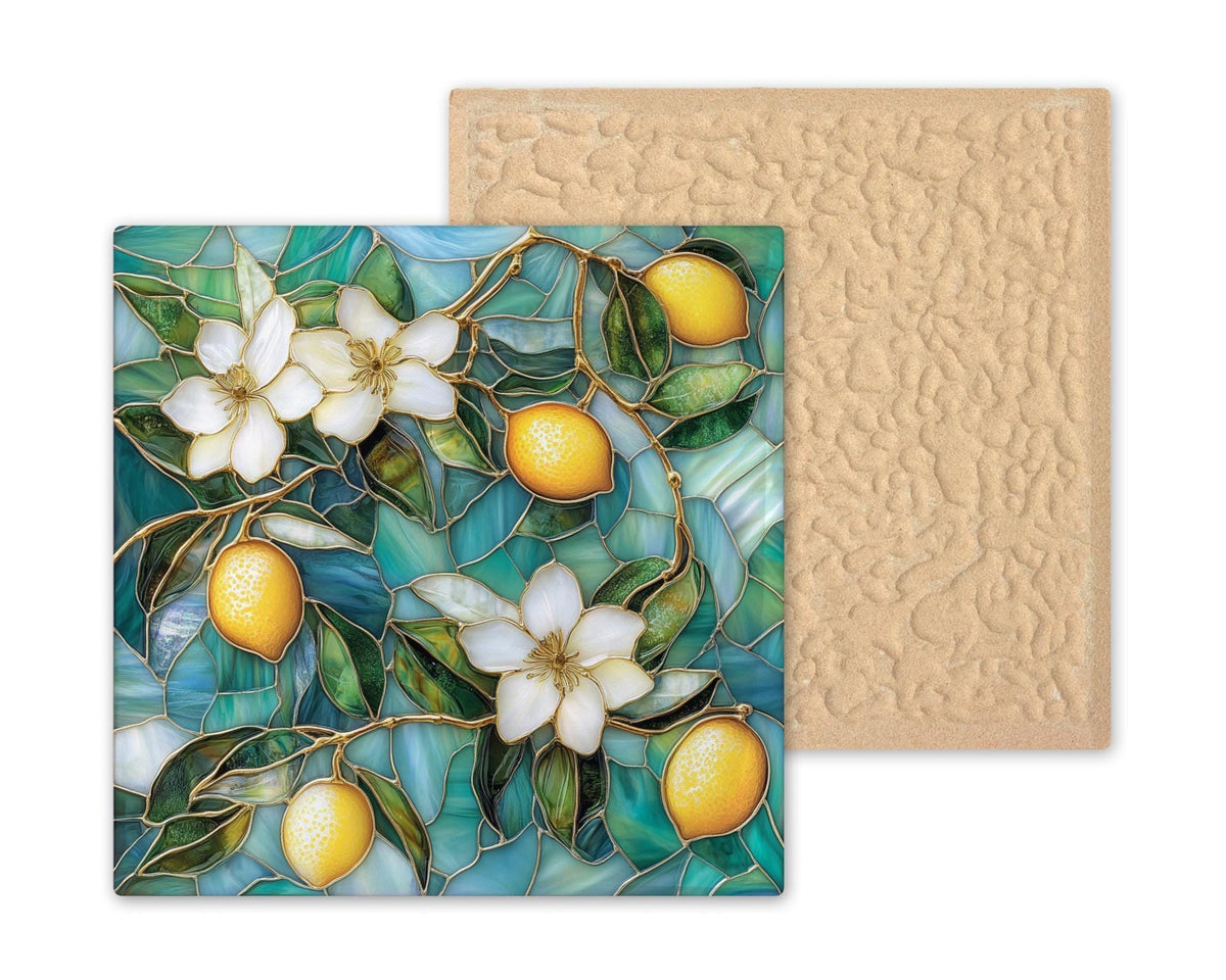 Lemon Ceramic Art Tile: Mediterranean Wall Decor Kitchen Accent Tuscan Home Decor Wall Art Citrus Italian Lemon Grove Mediterranean Art