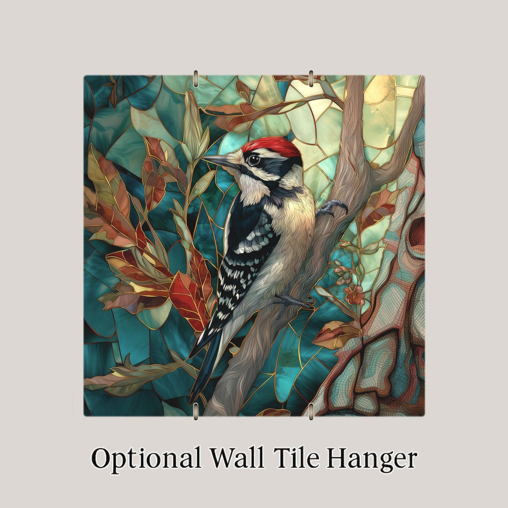 Woodpecker William Morris Ceramic Art Tile: Nature Wall Decor Bird Lover Gift Home Decor Wall Art Botanical Birdwatcher Woodland Nature Art