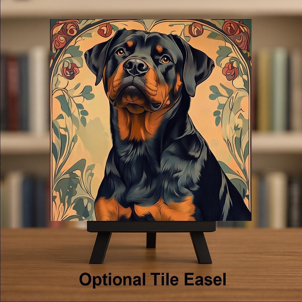 Rottweiler Ceramic Art Tile – Dog Breed Wall Decor, Rottie Lover Pet Gift
